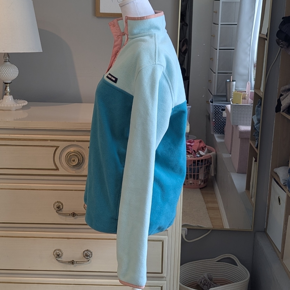 Lands' End retro look, new last winter, fleece aqua, teal, pink, snaps, small - Picture 11 of 15